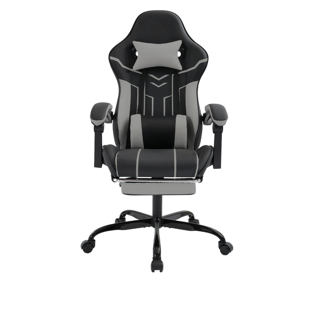 Ergonomic Gaming Chair with Footrest – Black & Gray