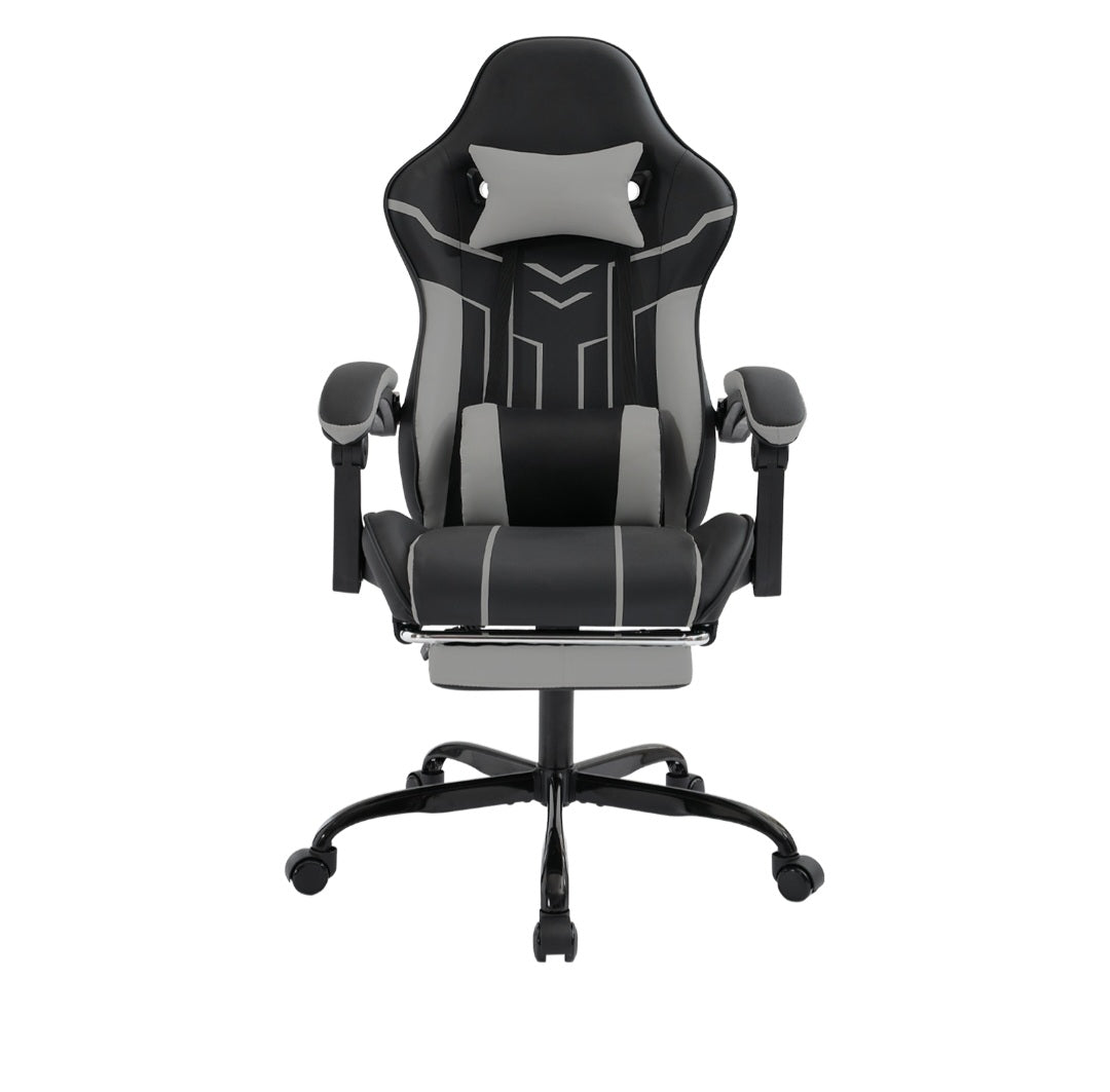 Ergonomic Gaming Chair with Footrest – Black & Gray