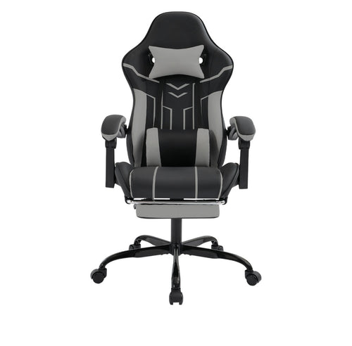 Ergonomic Gaming Chair with Footrest – Black & Gray