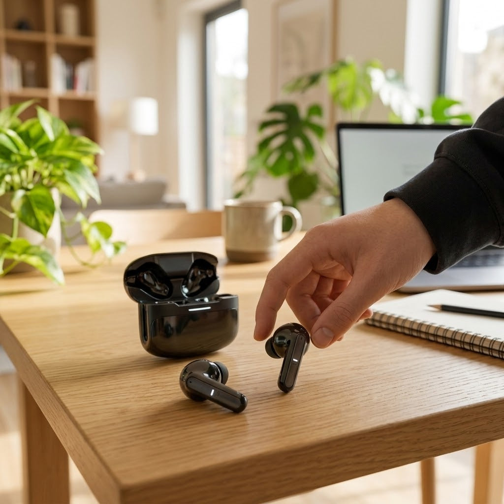 Langsdom Wireless Gaming Earbuds with Microphone, LED Lights & 30H Playtime